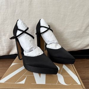 zara heeled platform shoes